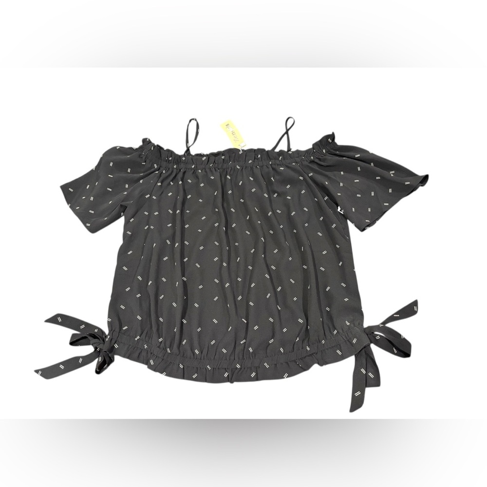 Zenobia Black Smocked Blouse 2XL